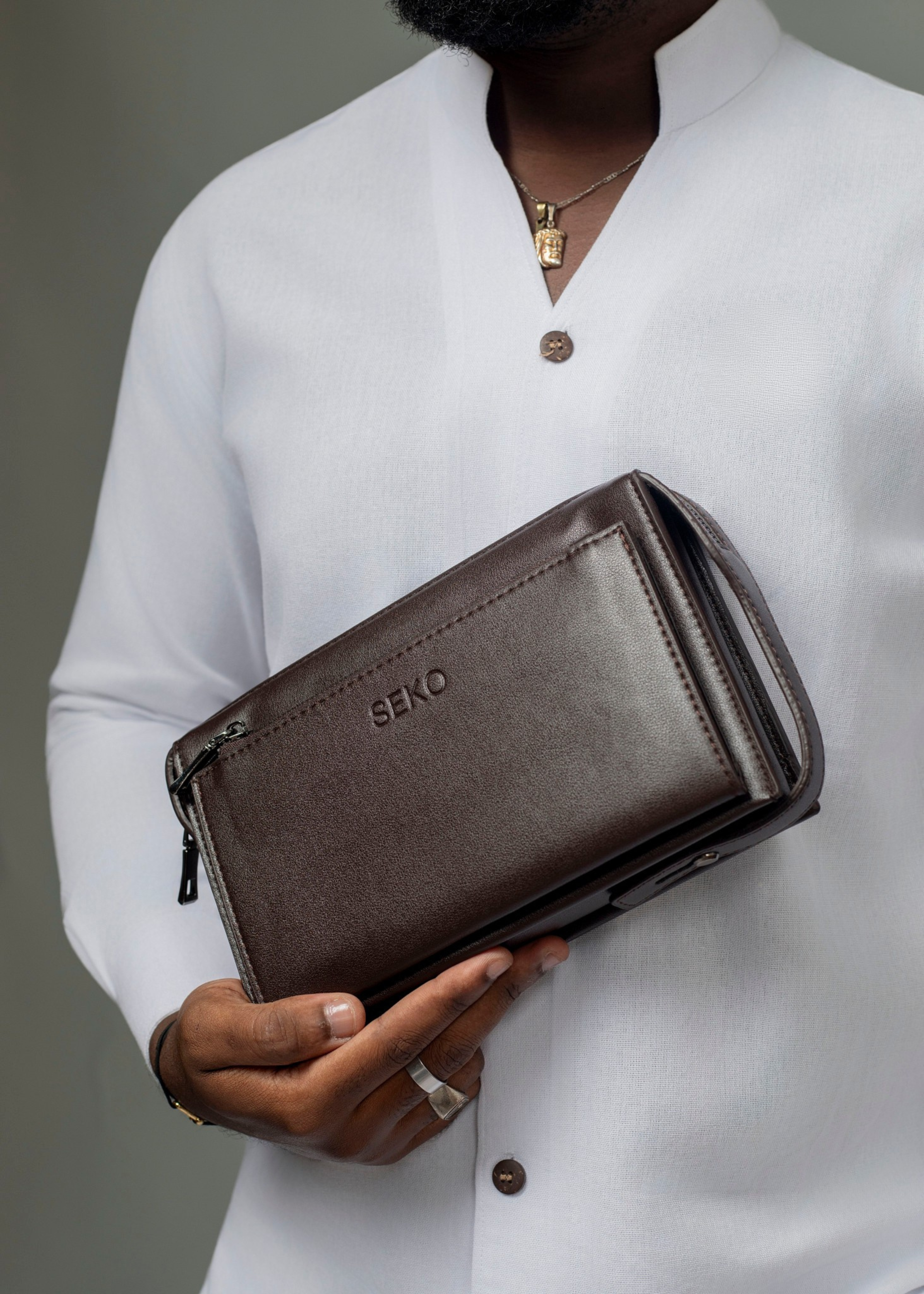 Pochette CHRONOS marron chocolat - Hommes