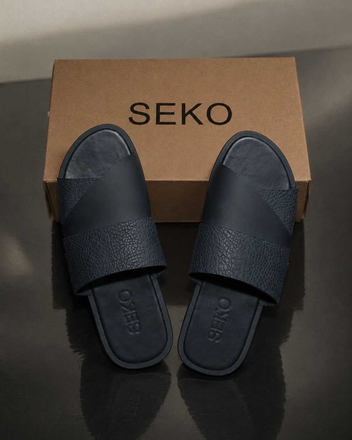 KALO bleu nuit cendré – Sandales homme – Cuir véritable