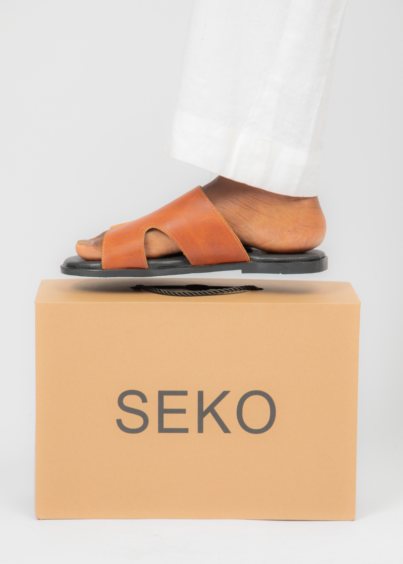 Sandales pour hommes – Driss Cognac - Cuir Véritable