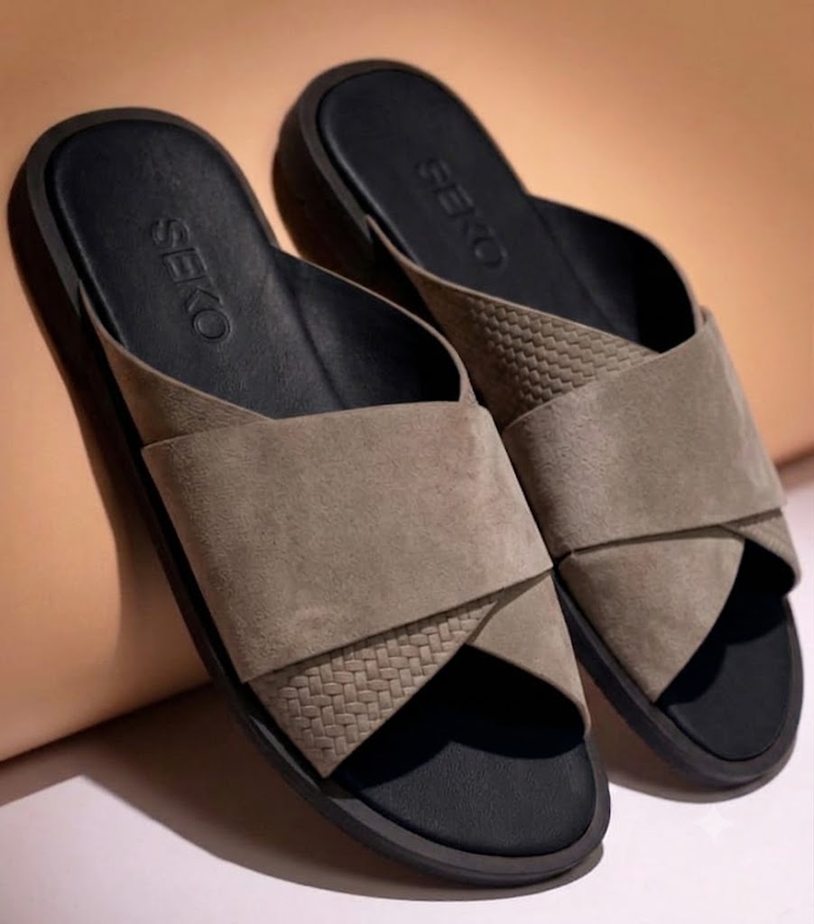Sandales pour hommes – SANWI Taupé - Cuir Véritable