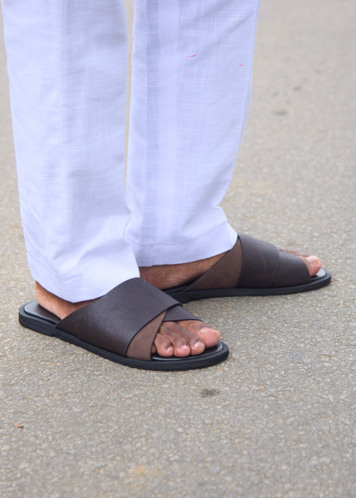 Sandales pour hommes – SANWI Chocolat - Cuir Véritable