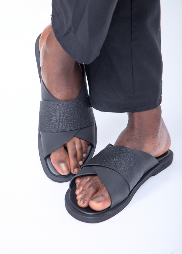 Sandales pour hommes – Meyou Noir - Cuir Véritable