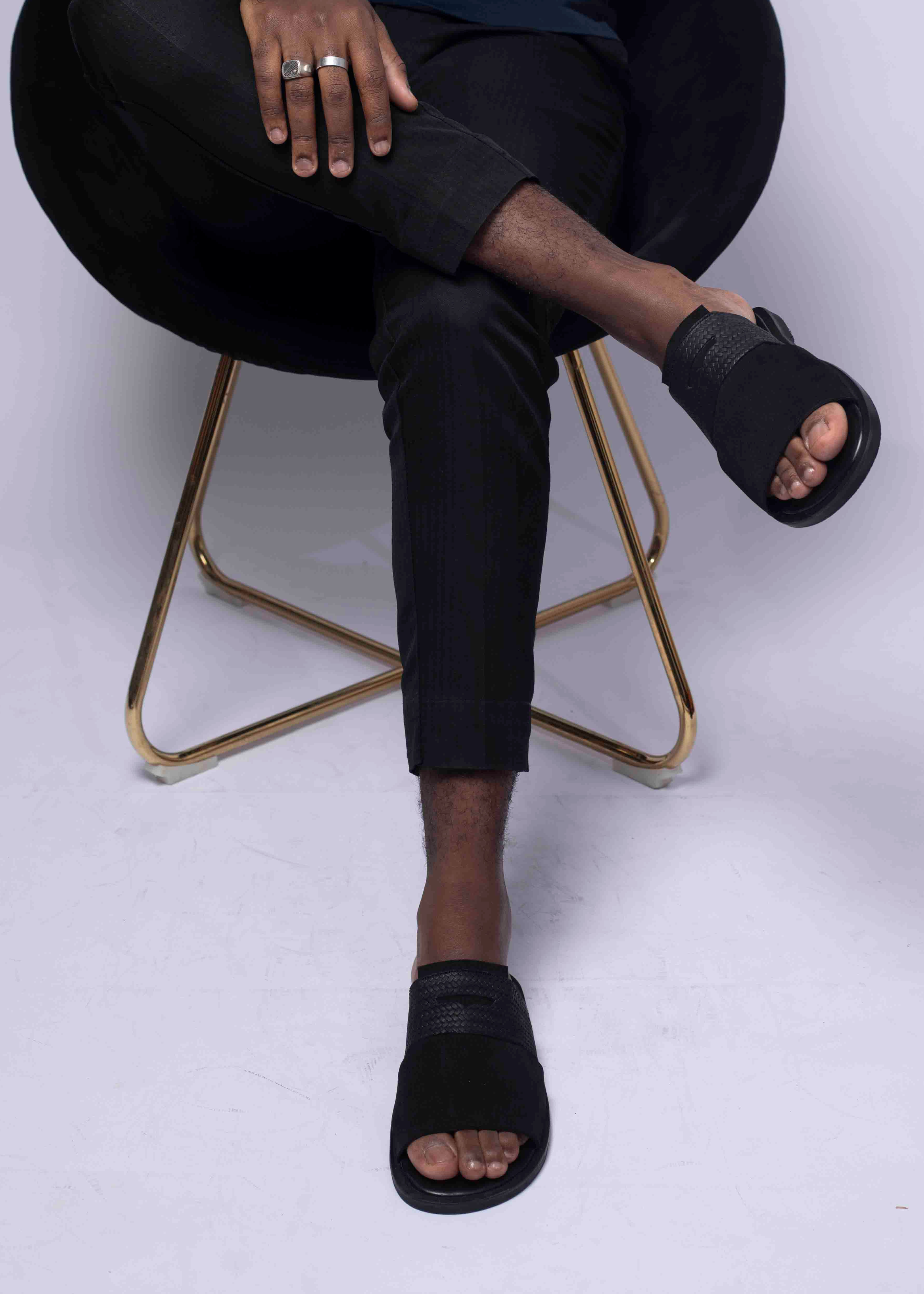 Sandales pour hommes – KANI noir - Cuir Véritable