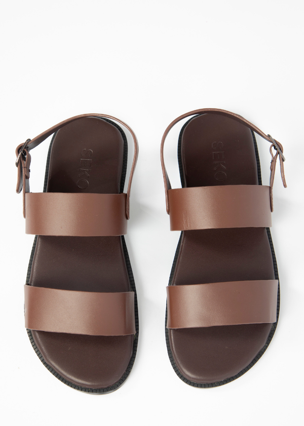 Sandales pour hommes – Alee Dark Brown - Cuir Véritable