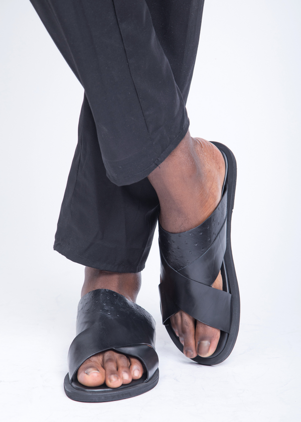 Sandales pour hommes – Obi Noir - Cuir Véritable