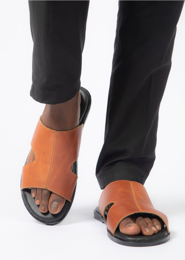 Sandales pour hommes – Driss Cognac - Cuir Véritable