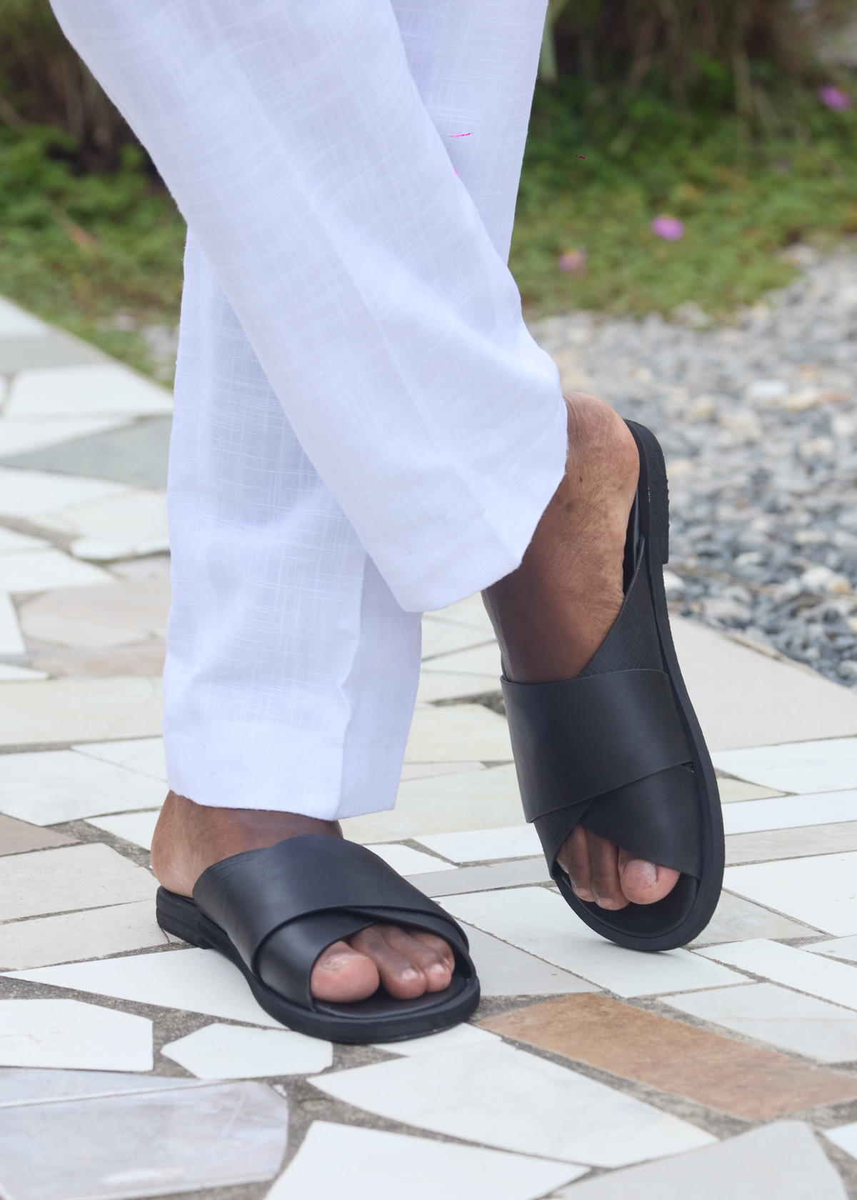 Sandales pour hommes – SANWI noir - Cuir Véritable