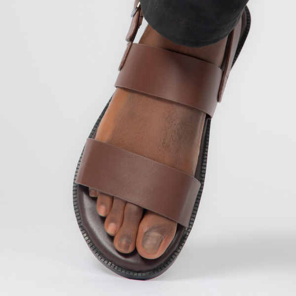 Sandales pour hommes – Alee Dark Brown - Cuir Véritable