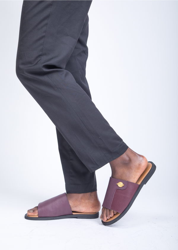Sandales pour hommes – Eyoli Rouge Bordeaux - Cuir Véritable