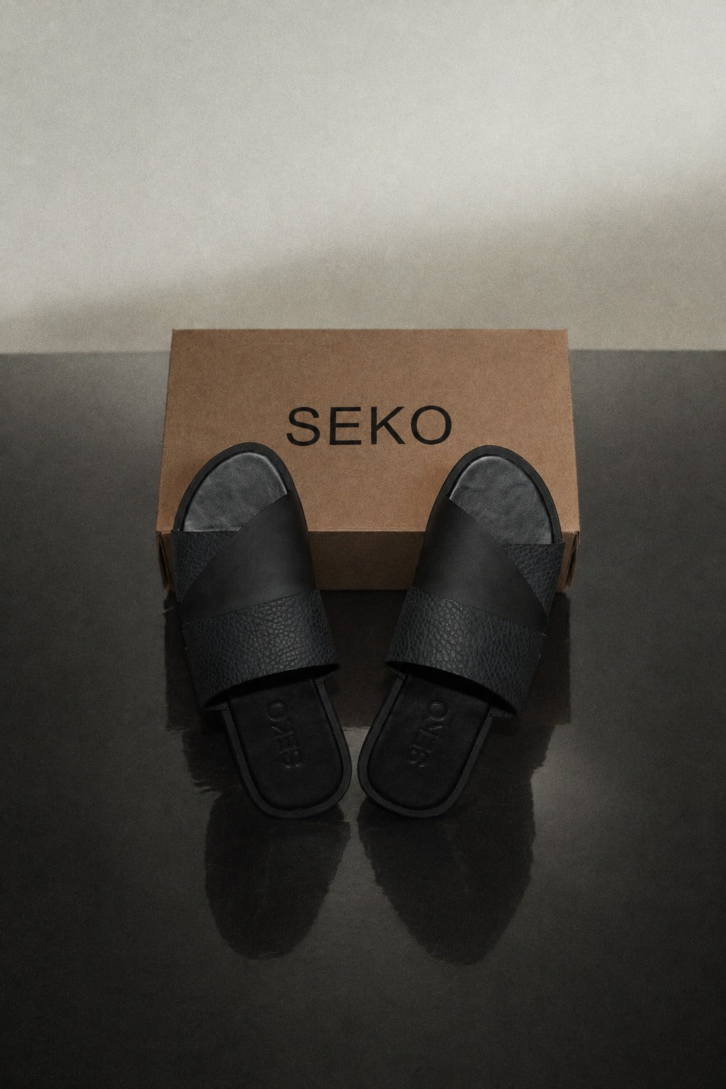KALO bleu nuit cendré – Sandales homme – Cuir véritable