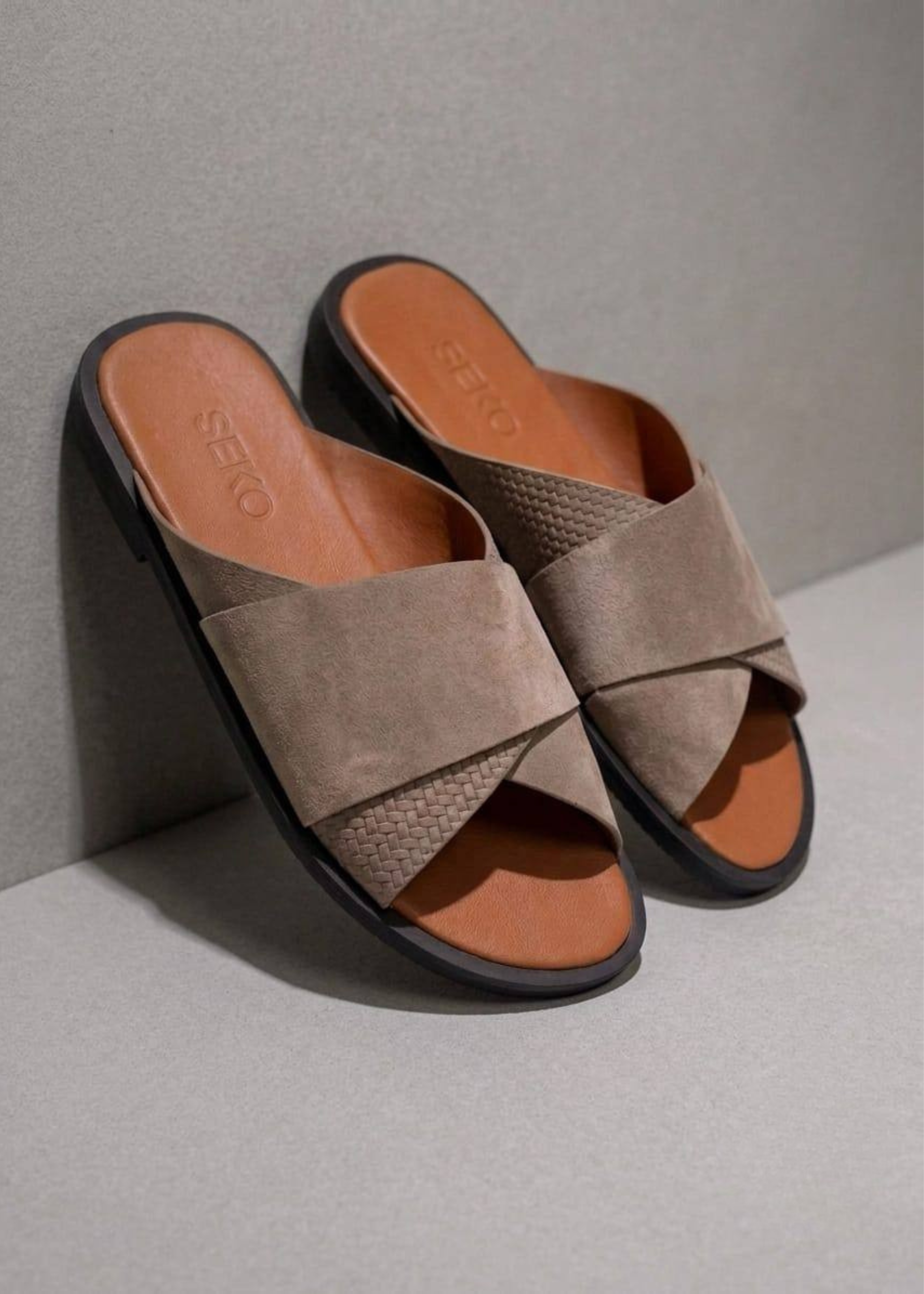 Sandales pour hommes – SANWI café - Cuir Véritable